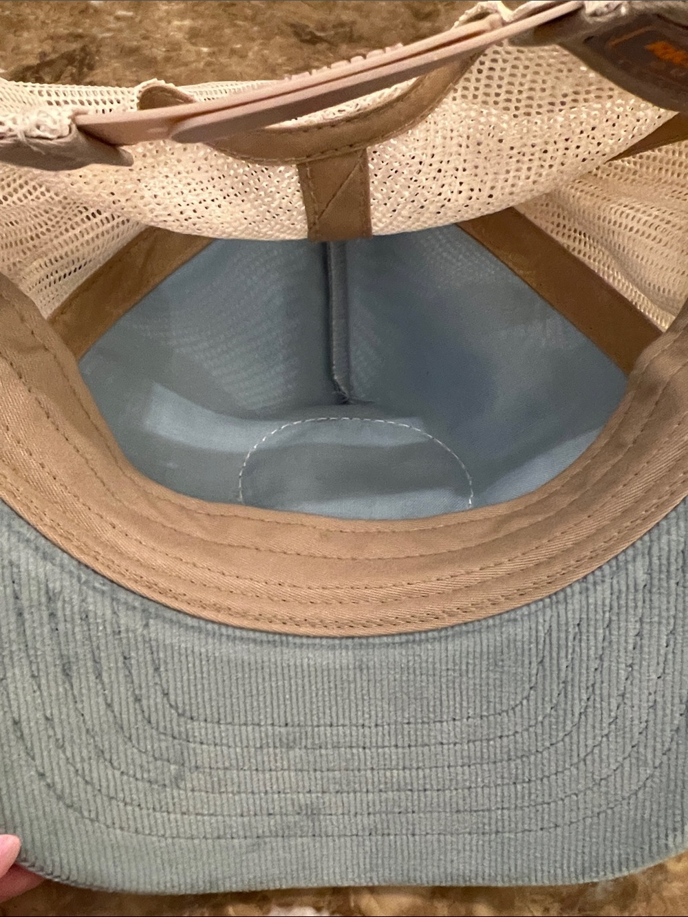 Magnolia Pale Blue Cream Trucker Hat with Tan Patch Waco Chip and Joanna Gaines - Picture 7 of 7